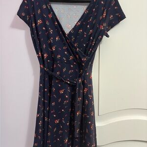 Floral Wrap Dress in Navy